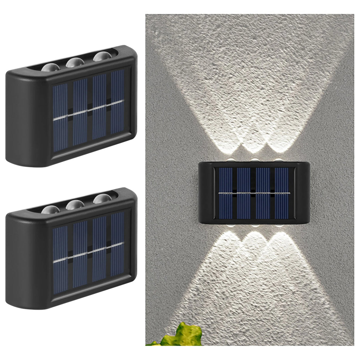 Ηλιακό Φωτιστικό LED, Αδιάβροχη Εξωτερική Απλίκα Τοίχου, Φωτισμός Φράχτη από το Σούρουπο μέχρι την Αυγή για Καλοκαιρινό Κήπο, Αυλή, Βεράντα, Μονοπάτι, Κάμπινγκ, Διακόσμηση Σπιτιού