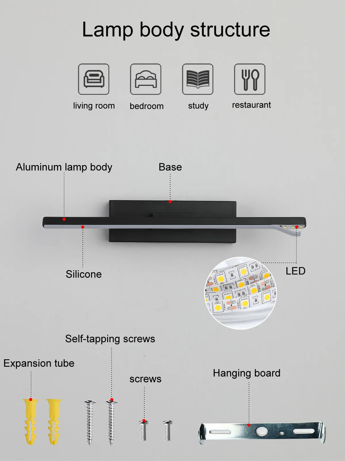 LED Wall Light Rotatable Adjustable Light Indoor Lighting LED Wall Lamp AC110/220V Decoration Aisle Black White Frame