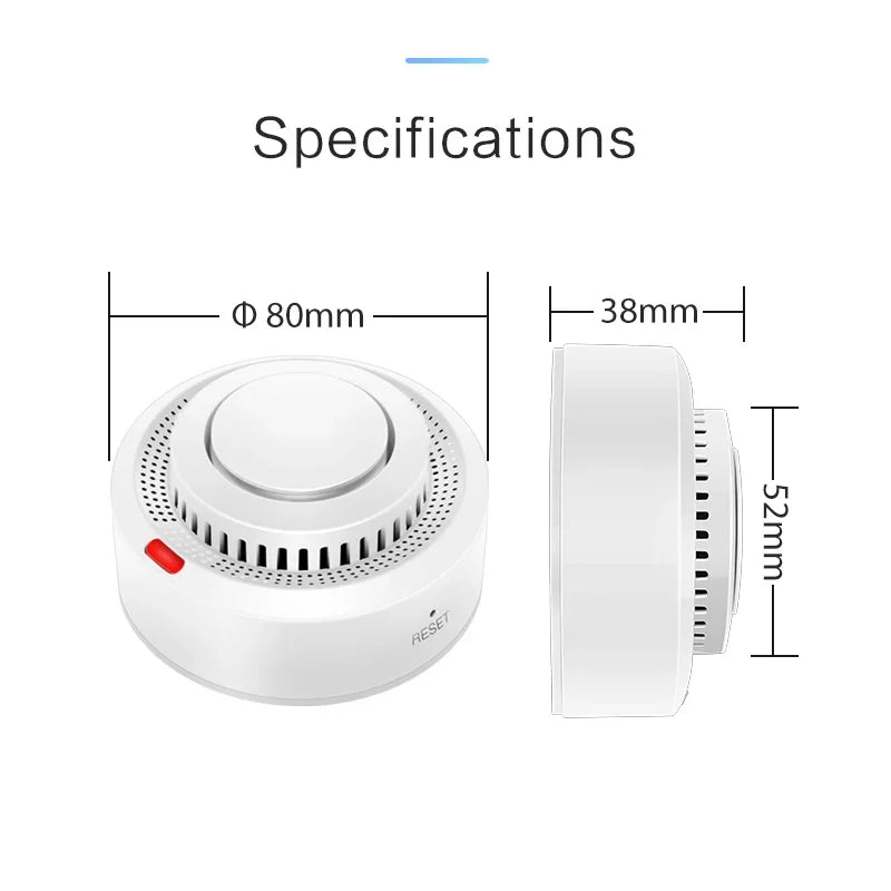Ανιχνευτής καπνού Tuya Smart WiFi 2 τεμαχίων με ειδοποιήσεις εφαρμογής σε πραγματικό χρόνο, ασύρματος συναγερμός αισθητήρα πυρκαγιάς με ήχο 85dB για σπίτι/γραφείο
