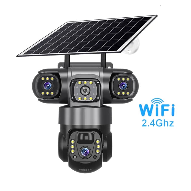 Wifi Solar Camera Outdoor 3 Lens Three Screens Solar IP Webcam PIR Human Detect CCTV Security Video Battery PTZ IP Camera