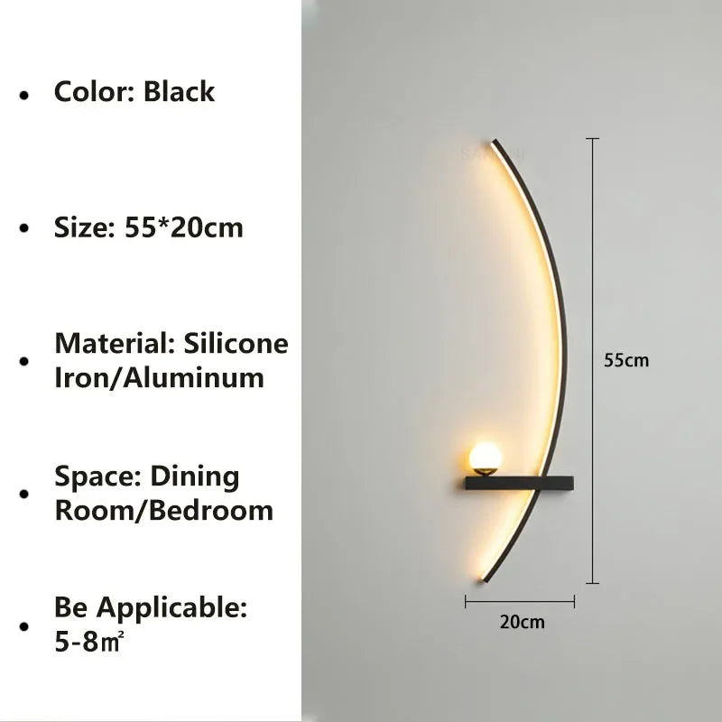 Φωτιστικό τοίχου Nordic LED Stripes Απλίκα τοίχου για κρεβατοκάμαρα Κομοδίνο Σαλόνι Μελέτη Σκάλες Διακόσμηση σπιτιού Φωτιστικό εσωτερικού χώρου Πολυέλαιος