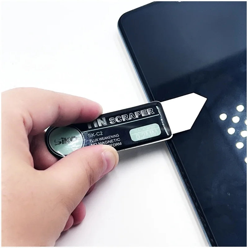 0.2MM Ultra Thin Tin Spatula BGA Reballing Scraper Wear-Resistant Mobile Phone Glue Remover Flat Oblique Mouth Blade Hand Tools