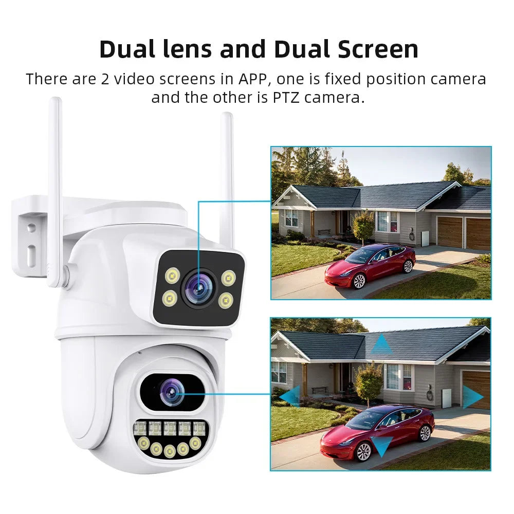 4K 8MP WiFi Surveillance Camera,AI Human Detect, Dual Lens, 4X Digital Zoom, Outdoor Security PTZ IP Cameras