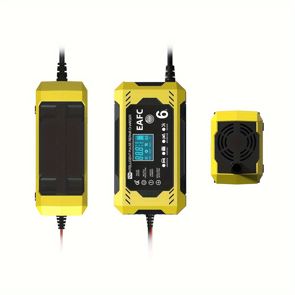 Φορτιστής μπαταρίας αυτοκινήτου μεγάλης οθόνης 6A 12V Συσκευή φόρτισης μπαταρίας αυτοκινήτου και μοτοσικλέτας Έξυπνη οθόνη LCD μπαταρίας μολύβδου-οξέος