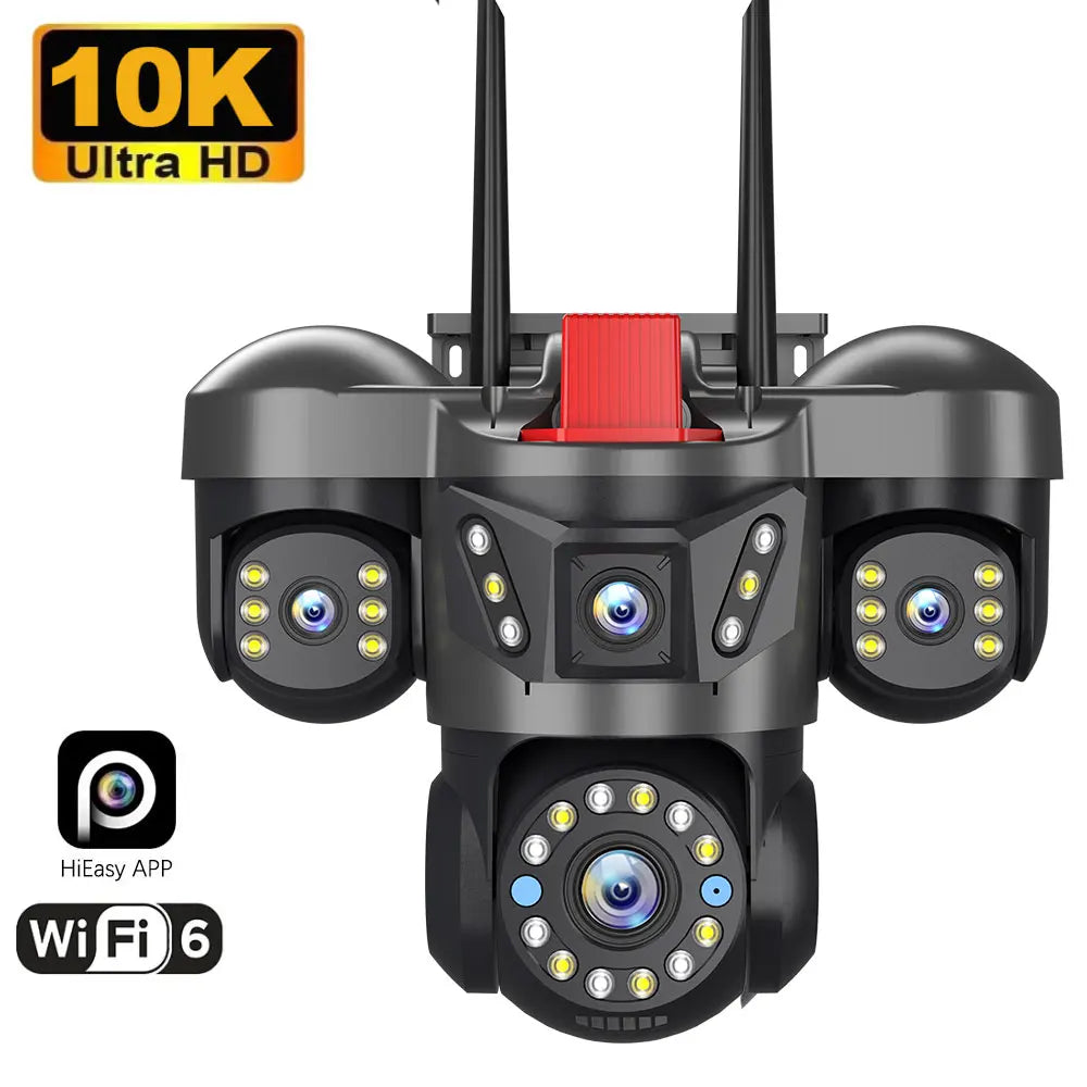 10K 20MP UHD Εξωτερική Κάμερα IP WiFi Τέσσερις Φακοί Τέσσερις Οθόνες 360° 16X Ζουμ Κάμερα Ασφαλείας PTZ Αυτόματη Παρακολούθηση Ασύρματη Παρακολούθηση CCTV