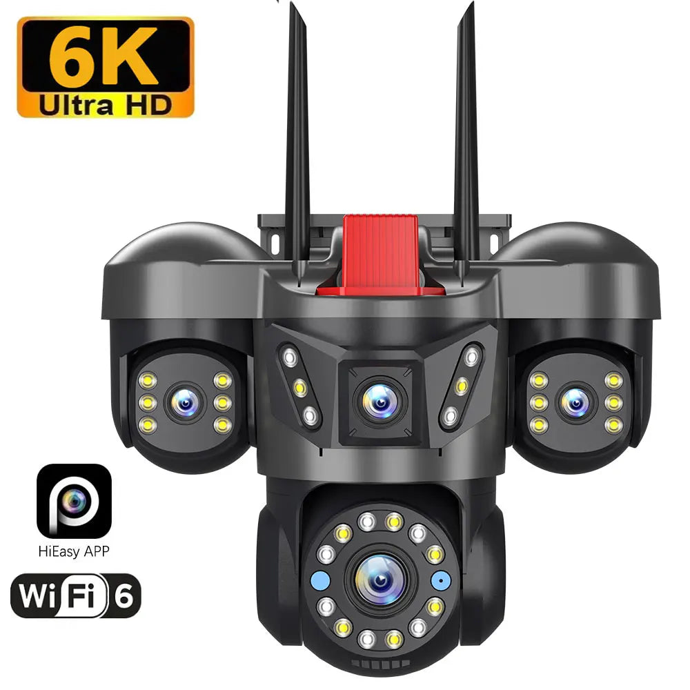 10K 20MP UHD Εξωτερική Κάμερα IP WiFi Τέσσερις Φακοί Τέσσερις Οθόνες 360° 16X Ζουμ Κάμερα Ασφαλείας PTZ Αυτόματη Παρακολούθηση Ασύρματη Παρακολούθηση CCTV
