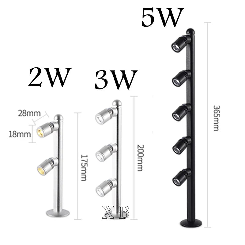 Φωτιστικό βιτρίνας LED 2W 3W 5W Ρυθμιζόμενοι προβολείς Έκθεσης LED Μίνι Φωτιστικό Οθόνης Κοσμημάτων για Καταστήματα Διαμαντιών 175/200/365MM