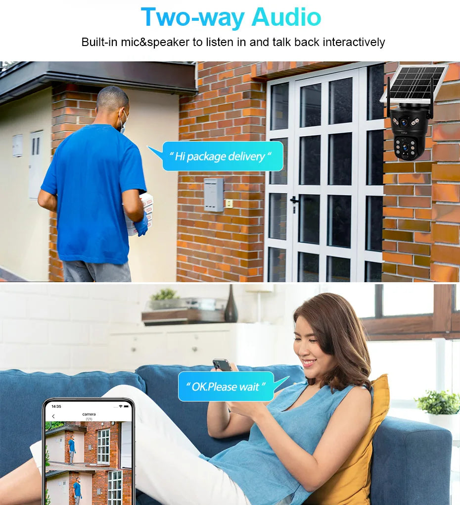 KERUI 6MP WIFI 4G Solar Camera Dual Lens IP Camera Outdoor Waterproof  Surveillance CCTV Video Home Security Solar Panel