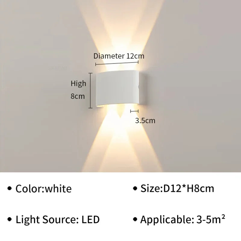 IP65 Αδιάβροχο Φωτιστικό Τοίχου Μοντέρνα LED Φωτιστικά Τοίχου για Εξωτερικό Κήπο Απλίκα Διακόσμηση Σαλονιού Φόντο Μαύρος Προβολέας Φωτισμού
