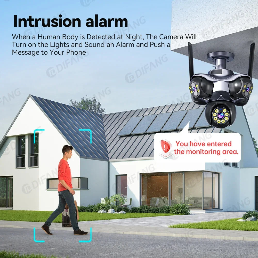 25MP Five Screen WiFi Camera Five Lens CCTV IP Cam 10K 20MP Security IP Camera Video Surveillance 720° PTZ Home Security Cam