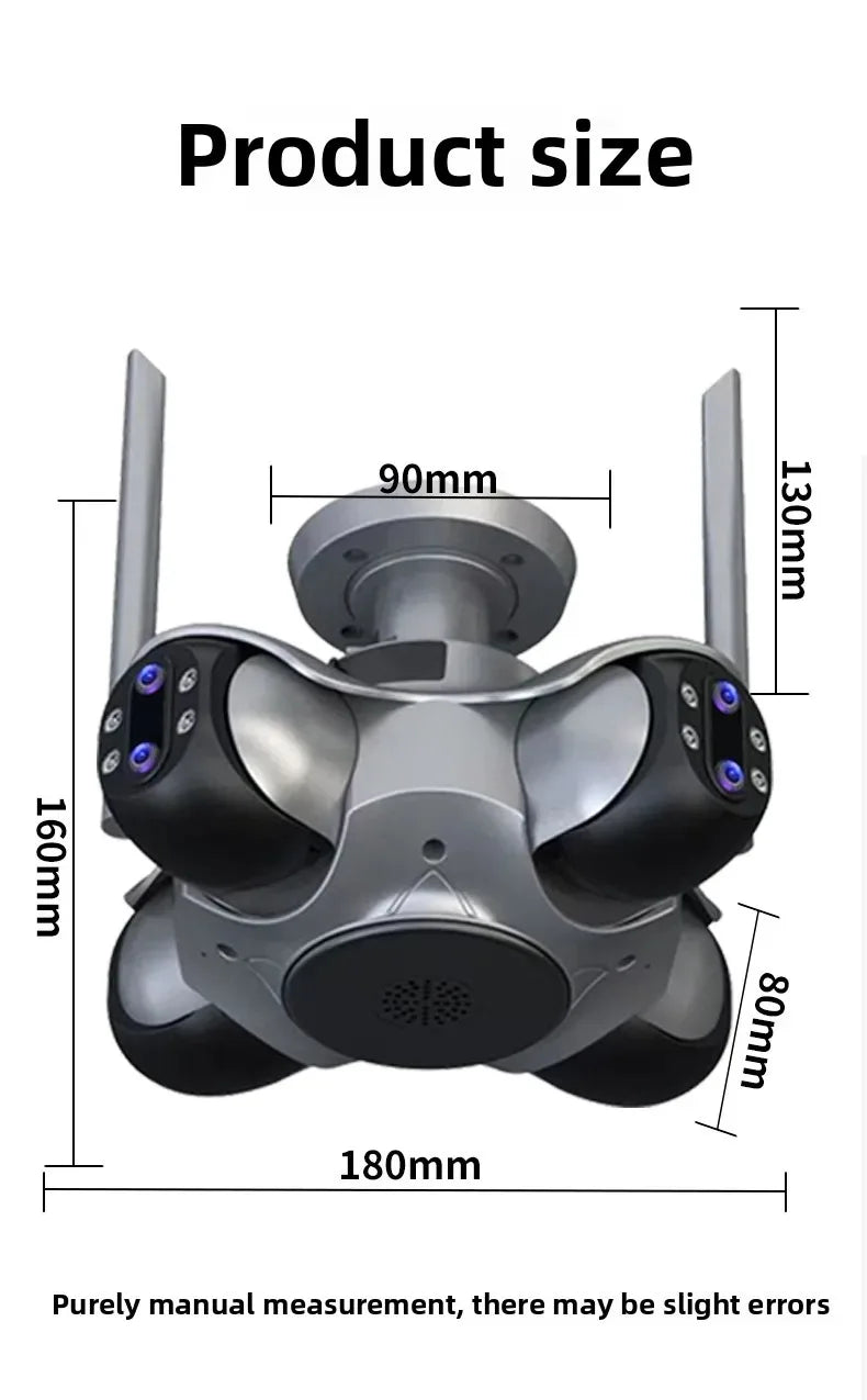 25MP Five Screen WiFi Camera Five Lens CCTV IP Cam 10K 20MP Security IP Camera Video Surveillance 720° PTZ Home Security Cam