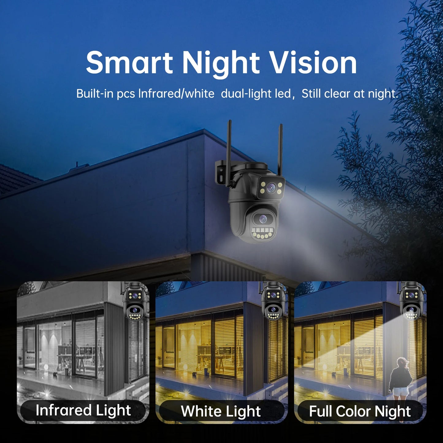 4K 8MP WiFi Surveillance Camera,AI Human Detect, Dual Lens, 4X Digital Zoom,  Outdoor Security PTZ IP Cameras