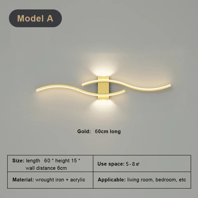Modern Wall Lamp LED Black White Gold Background Decorative Light For Living Room Bedroom Bedside Indoor Lighting Fixture sconce