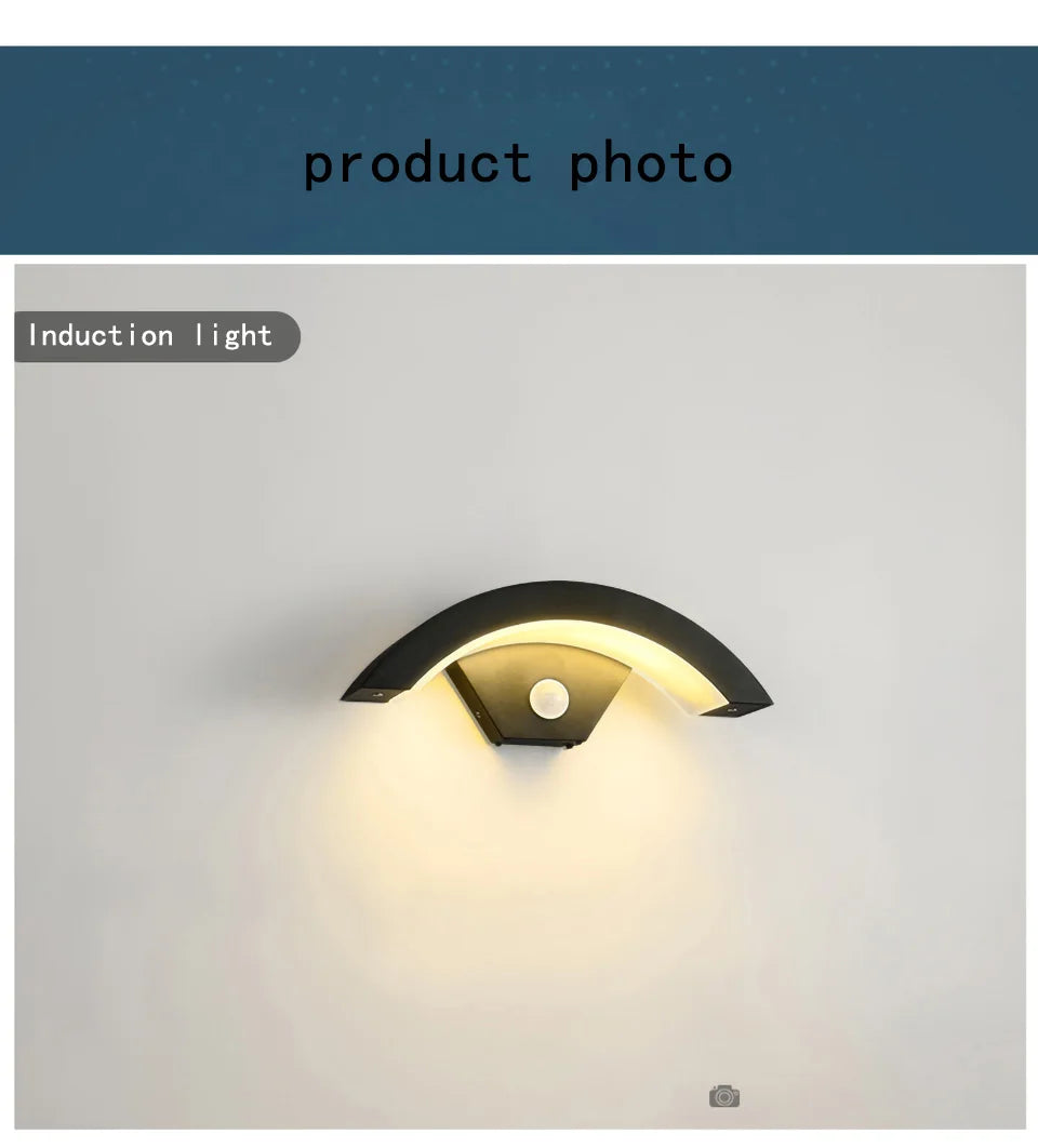 Modern minimalist fan-shaped LED outdoor waterproof human sensing wall lamp bedroom living room balcony corridor wall lamp