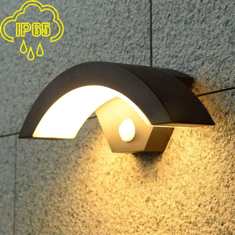 Modern minimalist fan-shaped LED outdoor waterproof human sensing wall lamp bedroom living room balcony corridor wall lamp