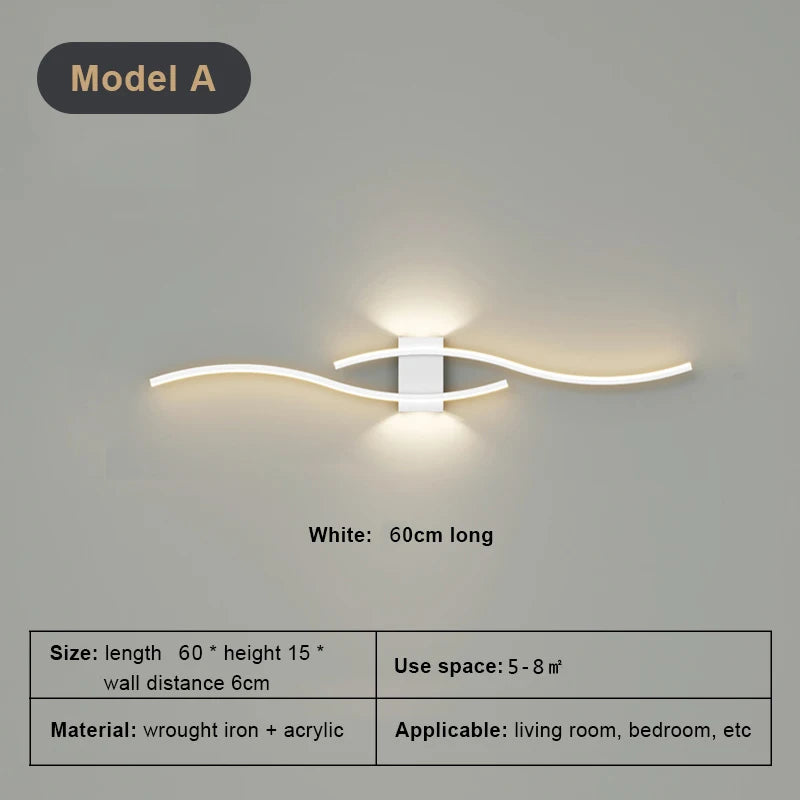 Modern Wall Lamp LED Black White Gold Background Decorative Light For Living Room Bedroom Bedside Indoor Lighting Fixture sconce