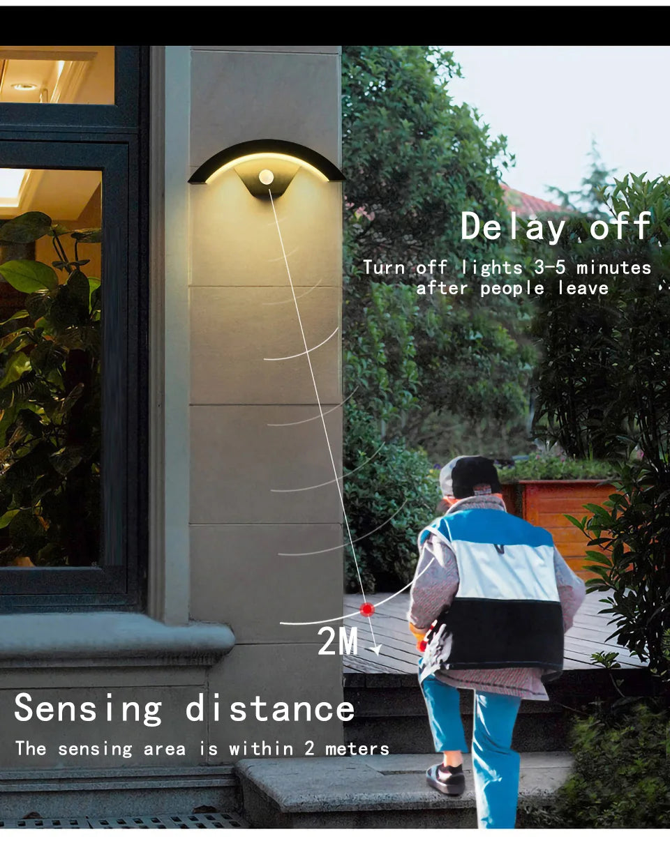 Modern minimalist fan-shaped LED outdoor waterproof human sensing wall lamp bedroom living room balcony corridor wall lamp