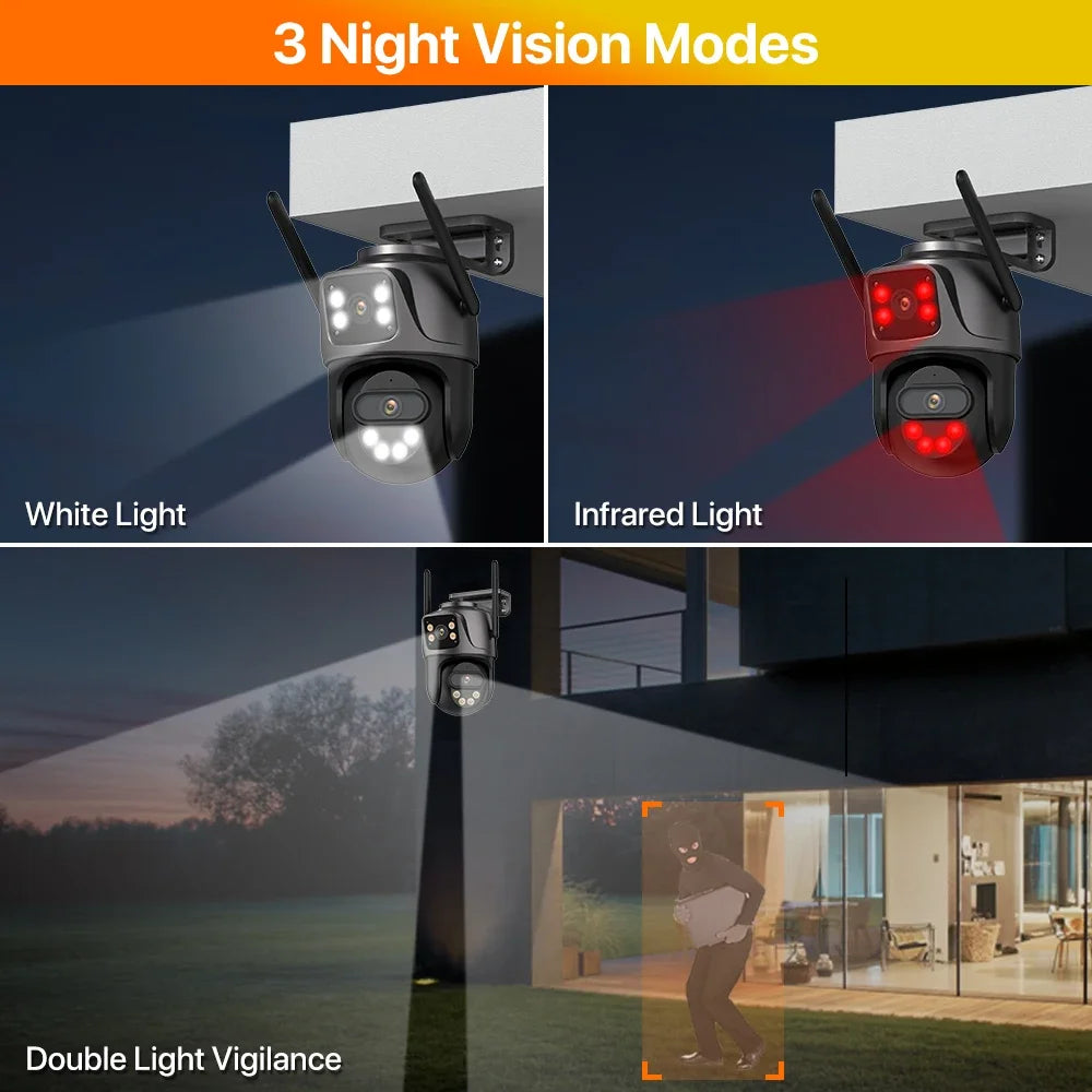 IP Camera 6K 9MP HD WiFi Εξωτερική Κάμερα 8x Ζουμ Τριπλού Φακού Διπλής Οθόνης Κάμερα Ασφαλείας Σπιτιού PTZ 6MP Βίντεο Παρακολούθηση iCSee