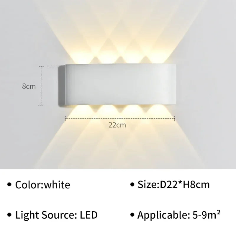 IP65 Αδιάβροχο Φωτιστικό Τοίχου Μοντέρνα LED Φωτιστικά Τοίχου για Εξωτερικό Κήπο Απλίκα Διακόσμηση Σαλονιού Φόντο Μαύρος Προβολέας Φωτισμού