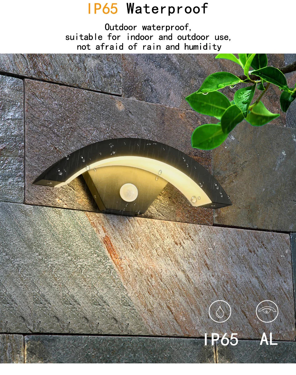 Modern minimalist fan-shaped LED outdoor waterproof human sensing wall lamp bedroom living room balcony corridor wall lamp