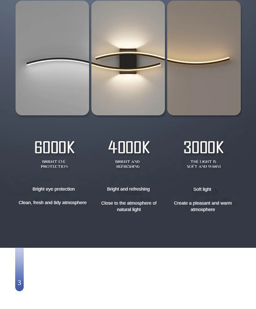 Modern Wall Lamp LED Black White Gold Background Decorative Light For Living Room Bedroom Bedside Indoor Lighting Fixture sconce