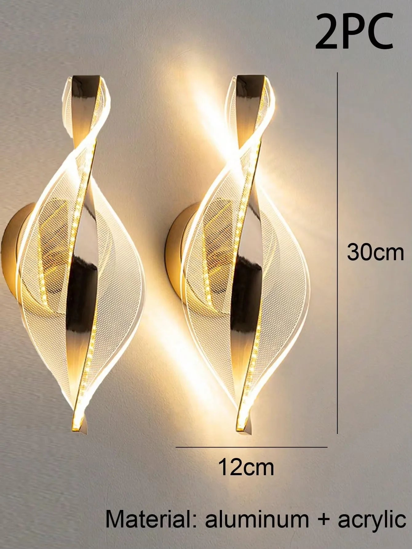 Acrylic 1pc Gold/Black Modern Wall Sconce for Hallways, Bedrooms and other Home Decor, LED Outdoor Wall Sconce