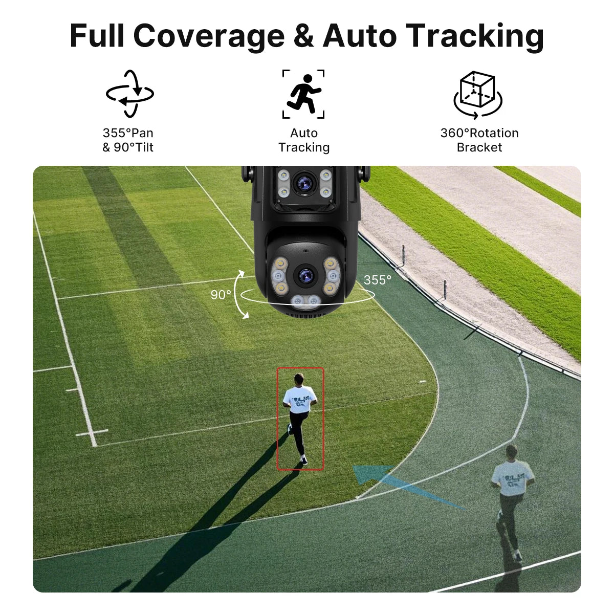 Κάμερα 4K 8MP HD Wifi PTZ Εξωτερικού χώρου 4MP Διπλού φακού Διπλής οθόνης AI Αυτόματης παρακολούθησης IP Κάμερα CCTV Εποπτείας Ήχου Βίντεο P2P iCSee