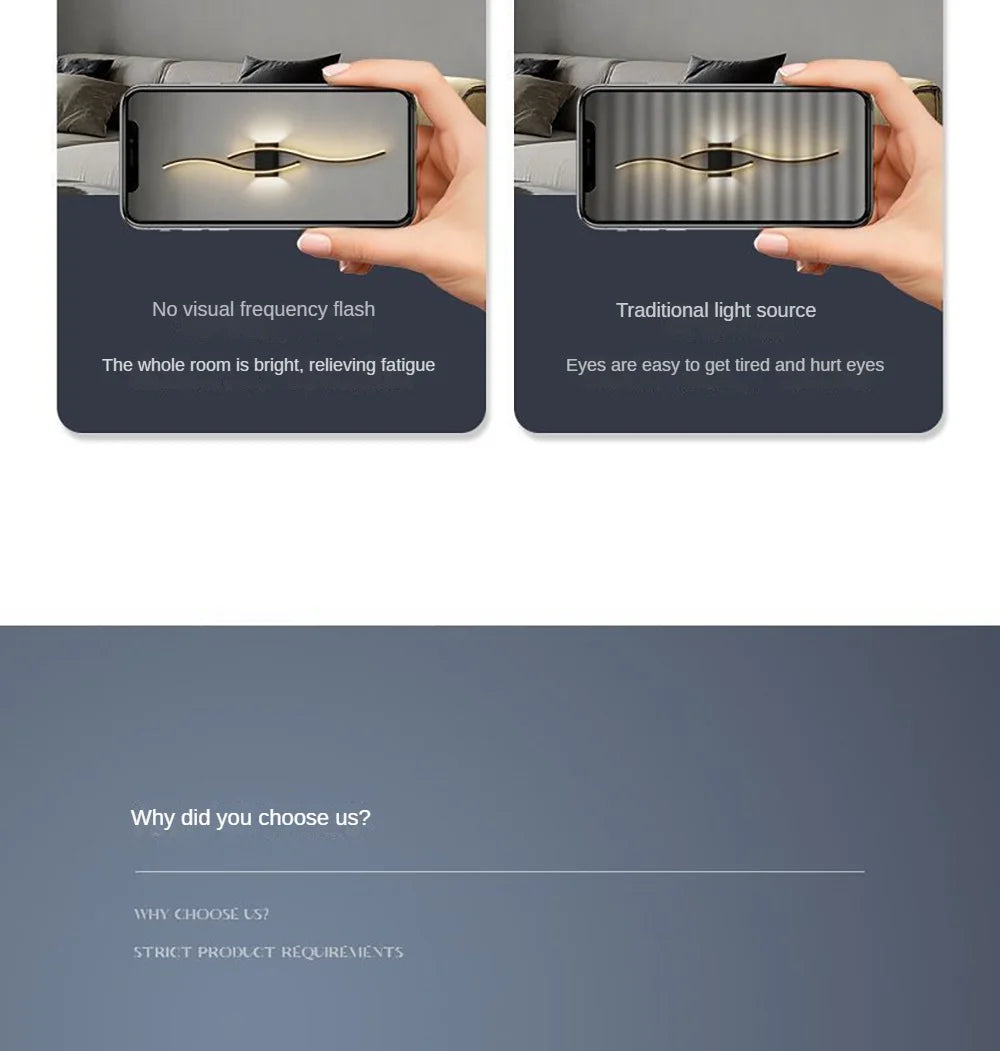 Modern Wall Lamp LED Black White Gold Background Decorative Light For Living Room Bedroom Bedside Indoor Lighting Fixture sconce