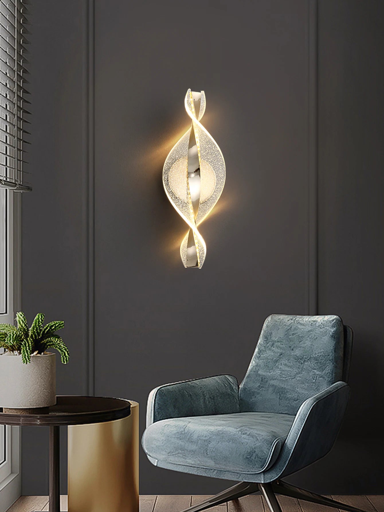 Acrylic 1pc Gold/Black Modern Wall Sconce for Hallways, Bedrooms and other Home Decor, LED Outdoor Wall Sconce