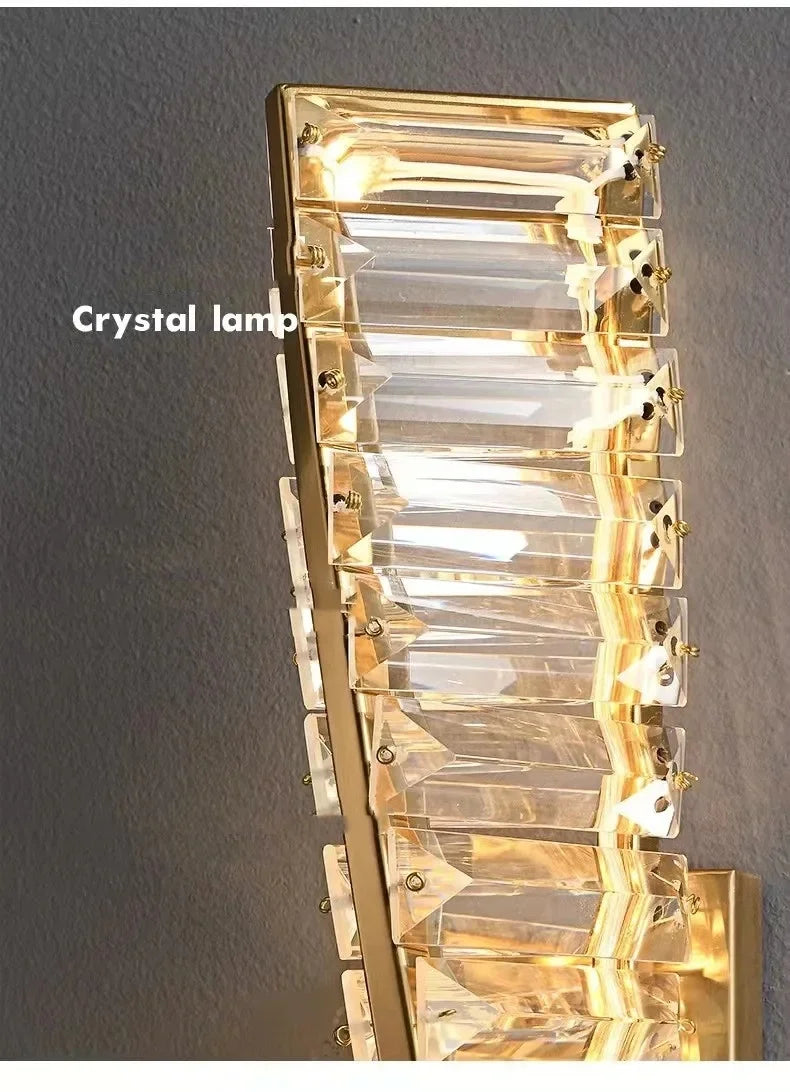 Modern Bedside Led Wall Lamp Luxury Lustre Crystal Wall Scones Gold Metal Sofaside Mounted Lamp Home Decor Indoor Light Fixture