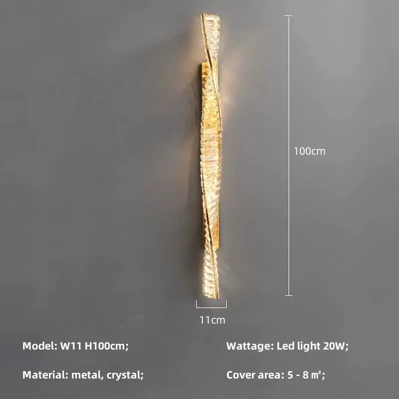 Modern Bedside Led Wall Lamp Luxury Lustre Crystal Wall Scones Gold Metal Sofaside Mounted Lamp Home Decor Indoor Light Fixture