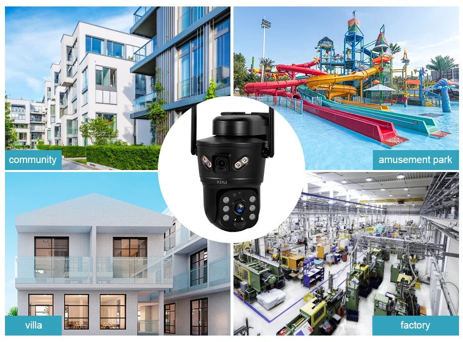 KERUI 6MP WIFI 4G Solar Camera Dual Lens IP Camera Outdoor Waterproof  Surveillance CCTV Video Home Security Solar Panel