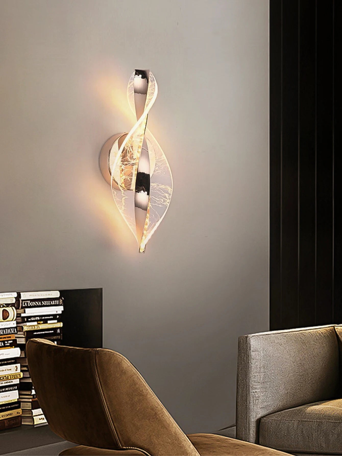 Acrylic 1pc Gold/Black Modern Wall Sconce for Hallways, Bedrooms and other Home Decor, LED Outdoor Wall Sconce