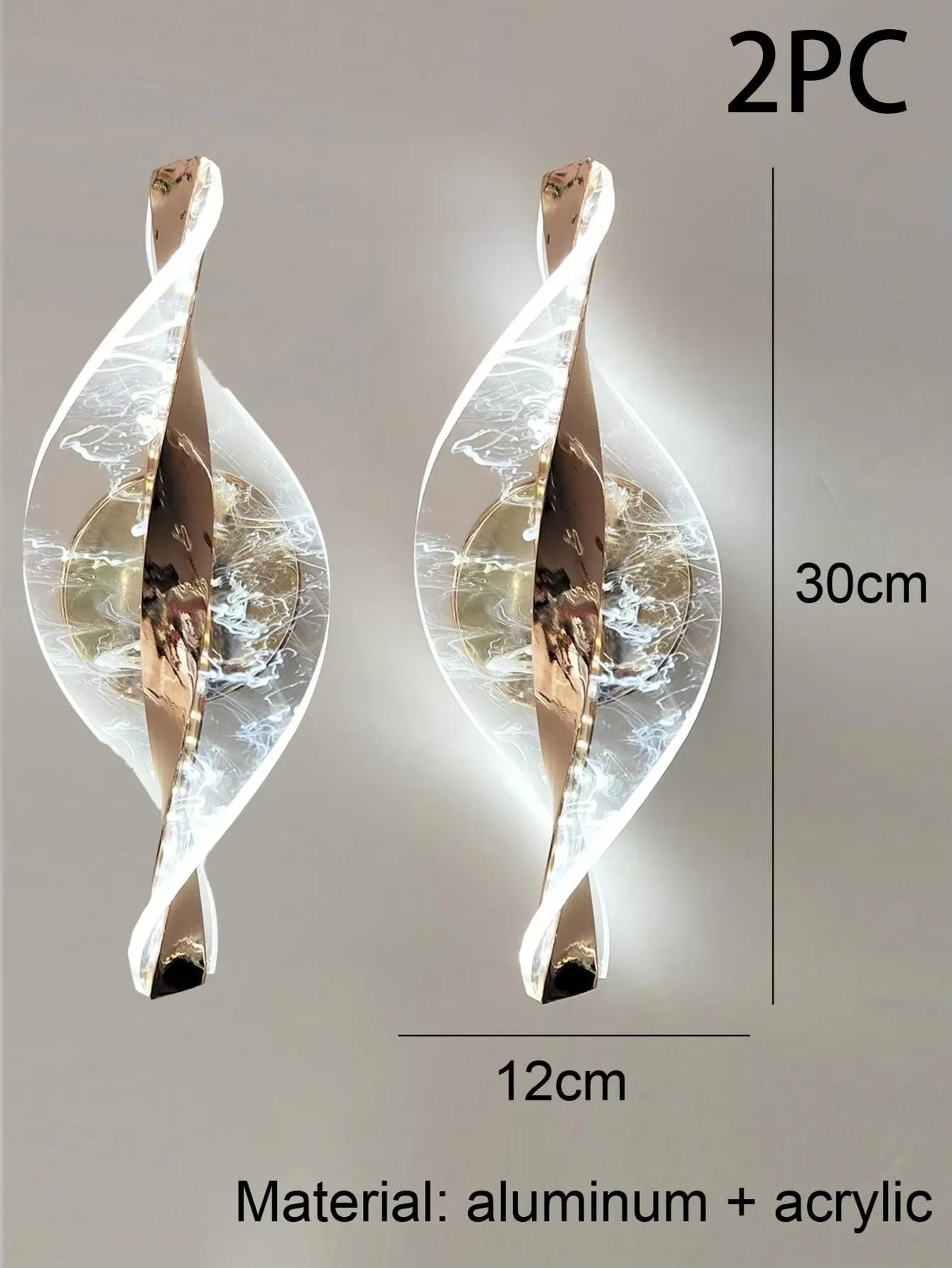 Acrylic 1pc Gold/Black Modern Wall Sconce for Hallways, Bedrooms and other Home Decor, LED Outdoor Wall Sconce