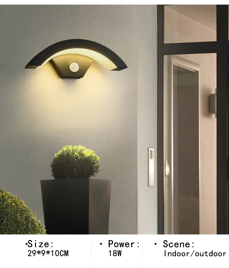 Modern minimalist fan-shaped LED outdoor waterproof human sensing wall lamp bedroom living room balcony corridor wall lamp