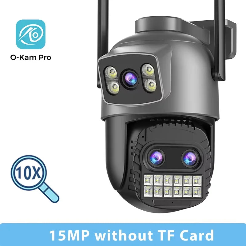 BESDER 15MP Κάμερα Wi-Fi Εξωτερικού χώρου Διπλής οθόνης 10X Ψηφιακό ζουμ Κάμερα παρακολούθησης CCTV PTZ 8MP Κάμερα IP Ασφαλείας O-Kam Pro