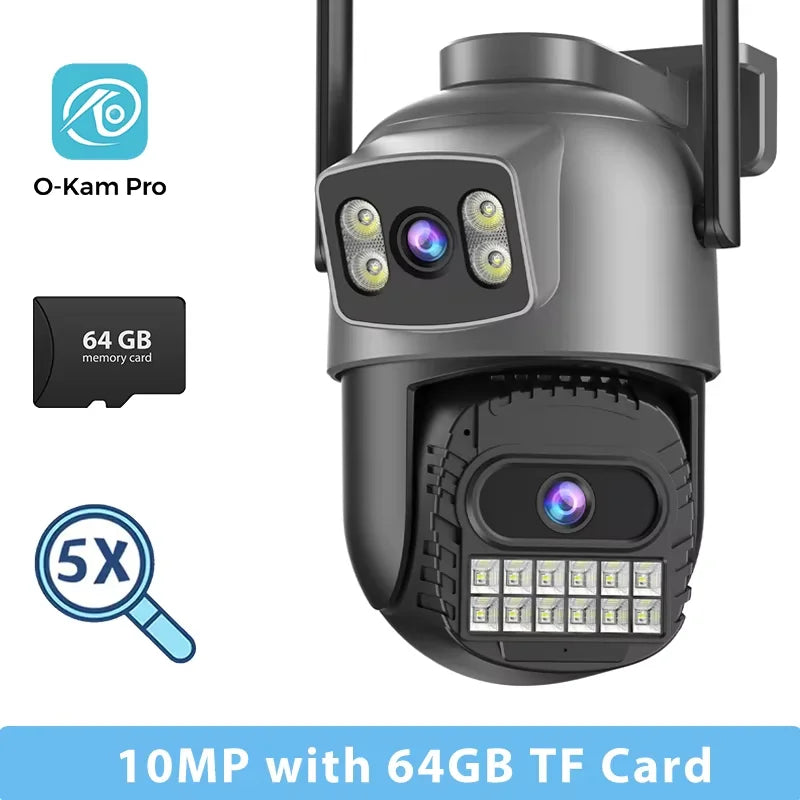 BESDER 15MP Κάμερα Wi-Fi Εξωτερικού χώρου Διπλής οθόνης 10X Ψηφιακό ζουμ Κάμερα παρακολούθησης CCTV PTZ 8MP Κάμερα IP Ασφαλείας O-Kam Pro