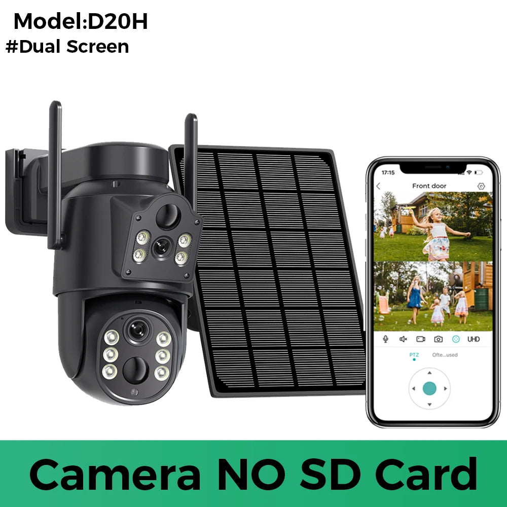 8MP 4K HD Solar WiFi Camera Outdoor Built-in Battery Dual Lens 2K Security Camera Solar Panel Wireless Video Surveillance iCSee
