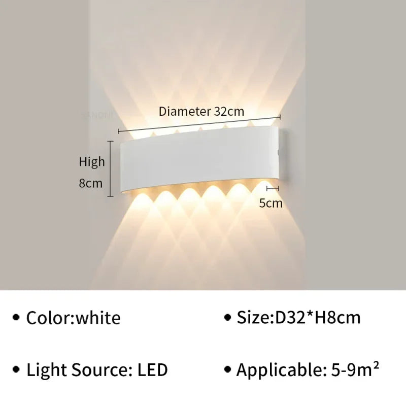 IP65 Αδιάβροχο Φωτιστικό Τοίχου Μοντέρνα LED Φωτιστικά Τοίχου για Εξωτερικό Κήπο Απλίκα Διακόσμηση Σαλονιού Φόντο Μαύρος Προβολέας Φωτισμού