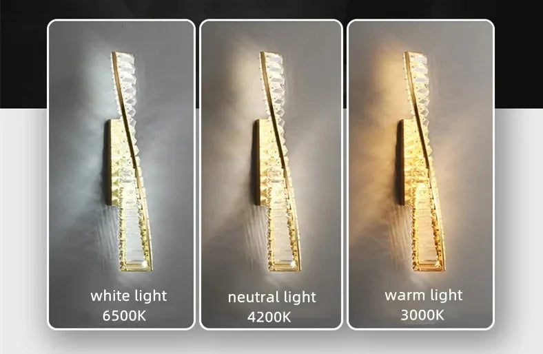Modern Bedside Led Wall Lamp Luxury Lustre Crystal Wall Scones Gold Metal Sofaside Mounted Lamp Home Decor Indoor Light Fixture