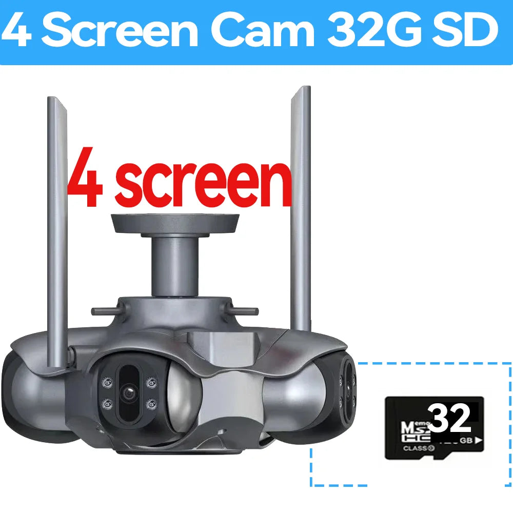 25MP Five Screen WiFi Camera Five Lens CCTV IP Cam 10K 20MP Security IP Camera Video Surveillance 720° PTZ Home Security Cam