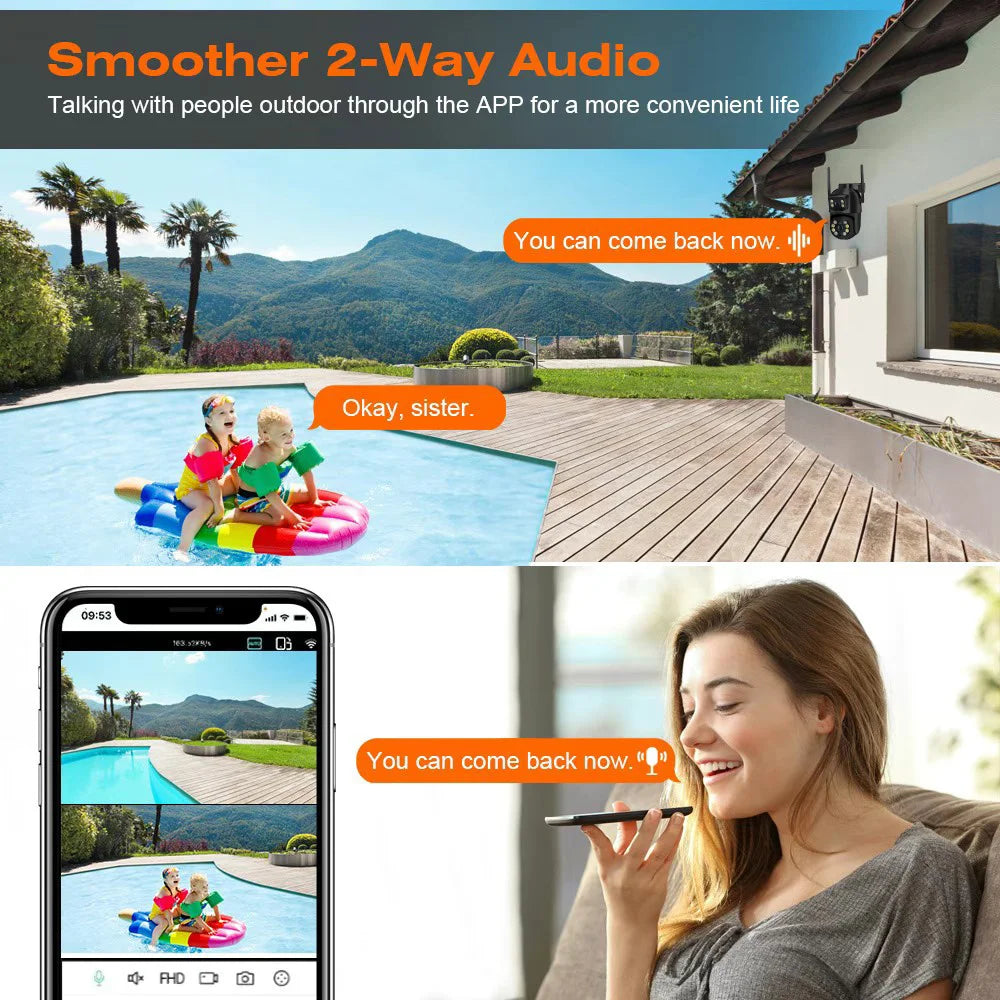 8MP 4K Κάμερα PTZ Wifi με Διπλό Φακό, Διπλές Οθόνες, Ανίχνευση Ανθρώπου με AI, Ασύρματη Εξωτερική Κάμερα Ασφαλείας CCTV IP