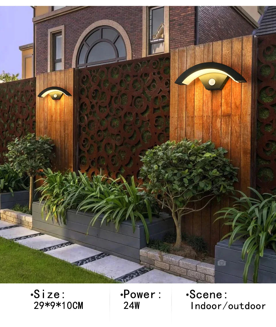 Modern minimalist fan-shaped LED outdoor waterproof human sensing wall lamp bedroom living room balcony corridor wall lamp