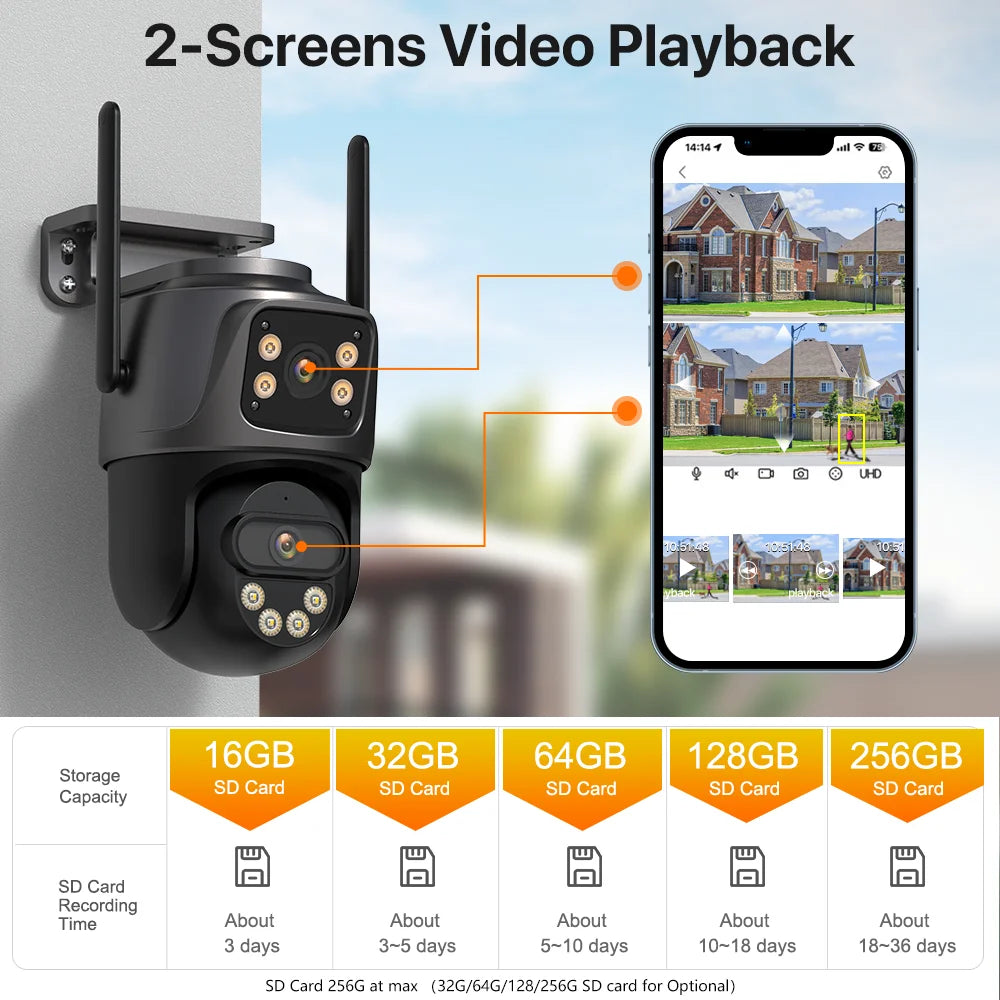 IP Camera 6K 9MP HD WiFi Εξωτερική Κάμερα 8x Ζουμ Τριπλού Φακού Διπλής Οθόνης Κάμερα Ασφαλείας Σπιτιού PTZ 6MP Βίντεο Παρακολούθηση iCSee