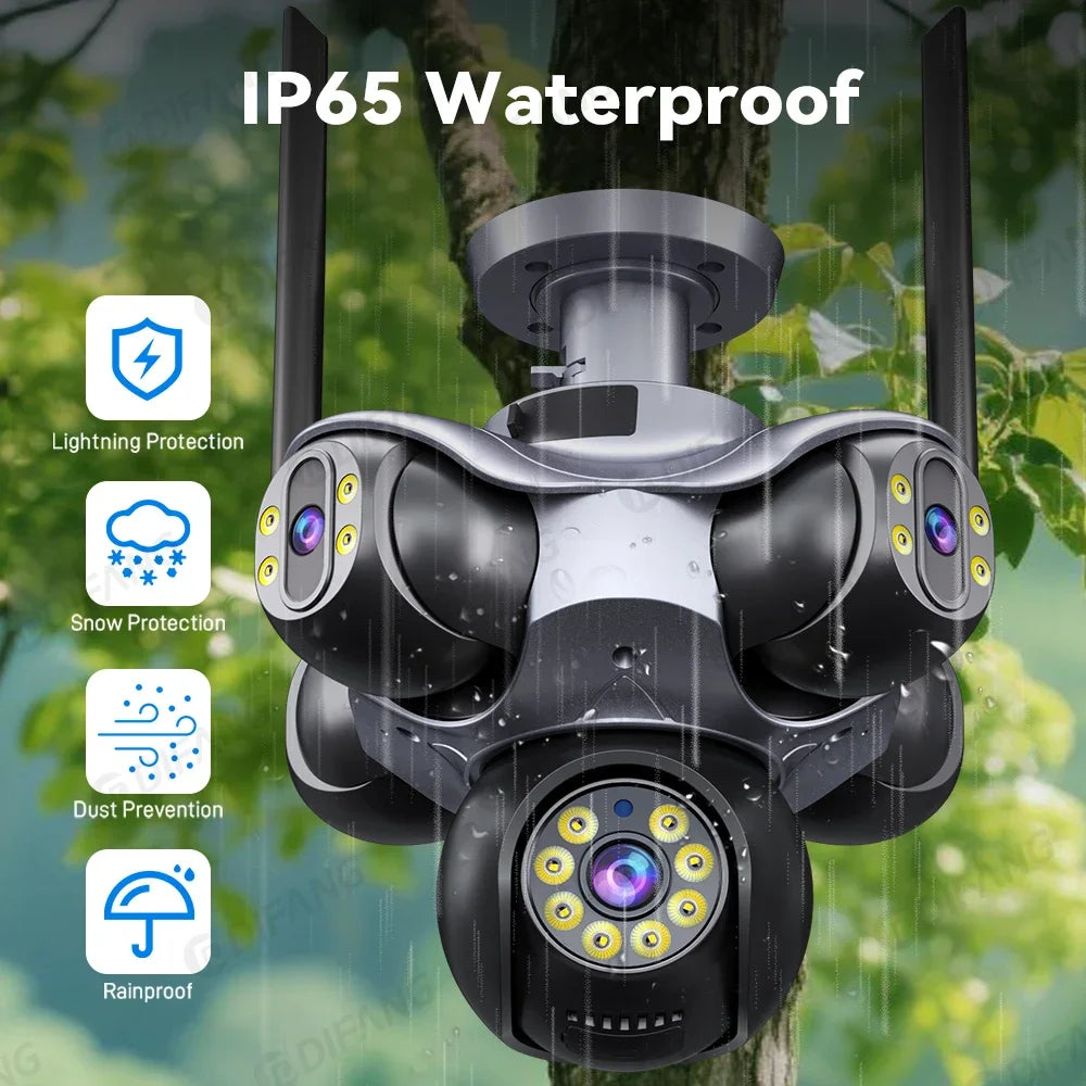 25MP Five Screen WiFi Camera Five Lens CCTV IP Cam 10K 20MP Security IP Camera Video Surveillance 720° PTZ Home Security Cam