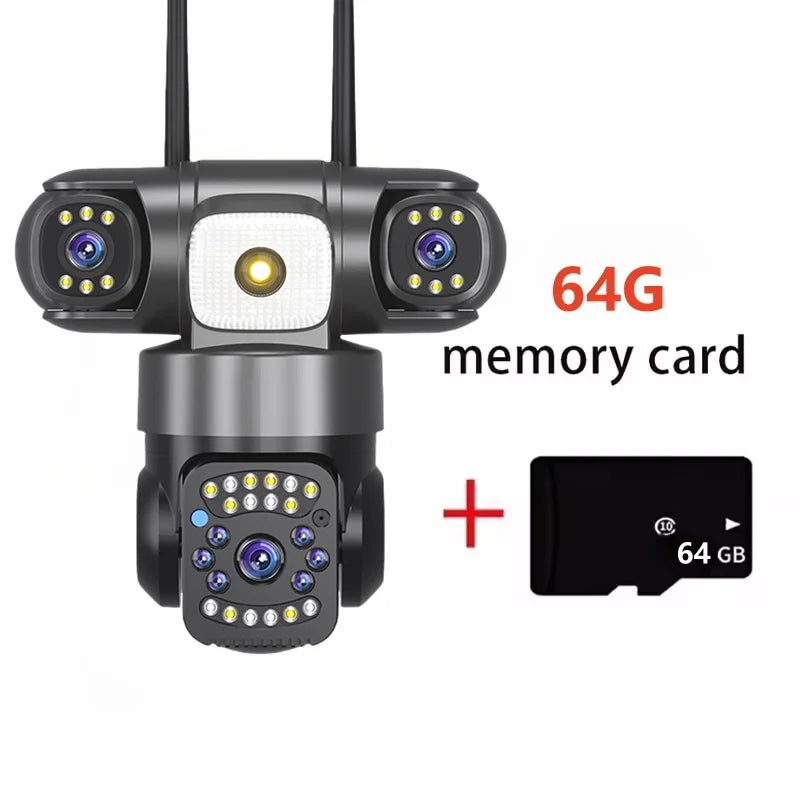 WiFi IP Camera Outdoor 15MP 8K Triple Lenses Triple Screens Security Video Monitor Night Vision 10X Zoom Waterproof CCTV Cameras