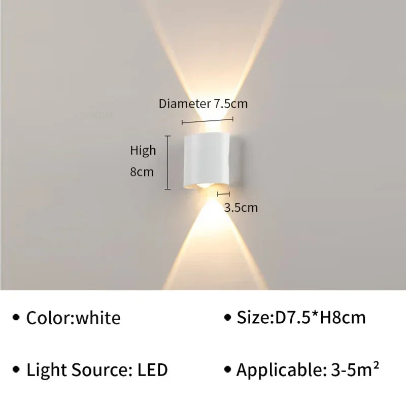 IP65 Αδιάβροχο Φωτιστικό Τοίχου Μοντέρνα LED Φωτιστικά Τοίχου για Εξωτερικό Κήπο Απλίκα Διακόσμηση Σαλονιού Φόντο Μαύρος Προβολέας Φωτισμού