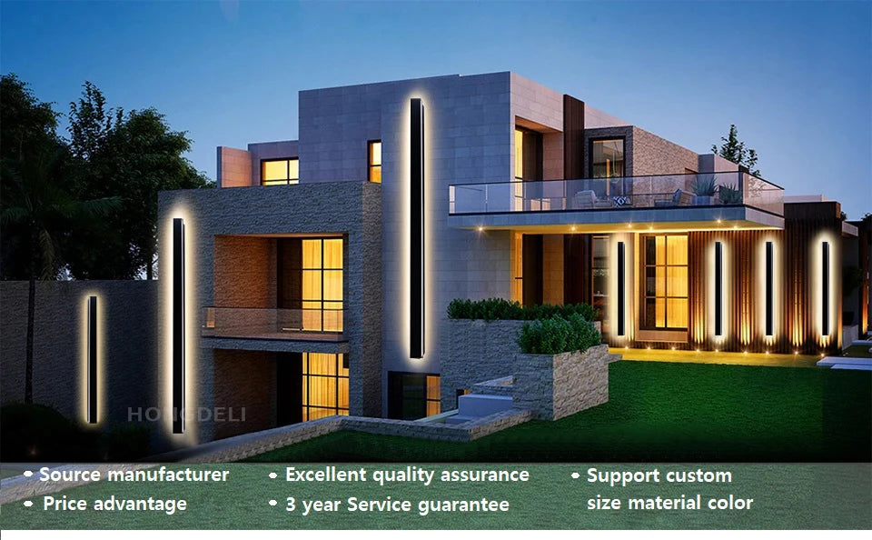 Waterproof outdoor wall light LED long wall light IP65 aluminum Garden villa porch decorative light 110V 220V outdoor  lighting