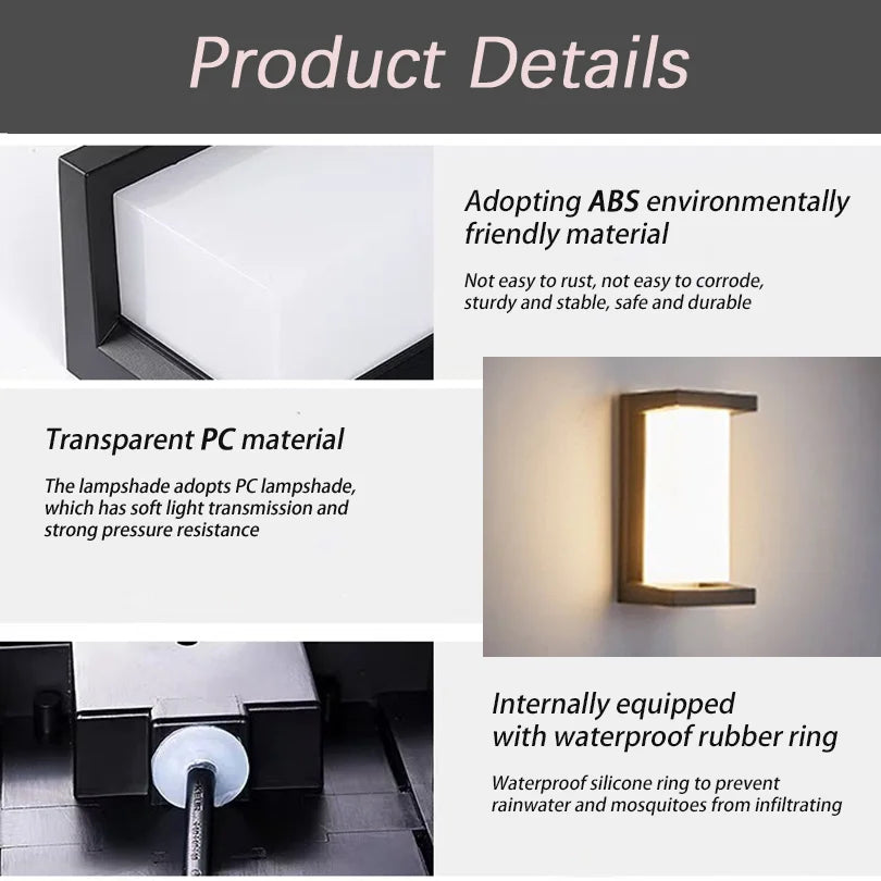 Motion Sensor LED Wall Lamp Light LED Outdoor Waterproof IP55 Wall Light Porch Garden Lights Living Room Street Stairs