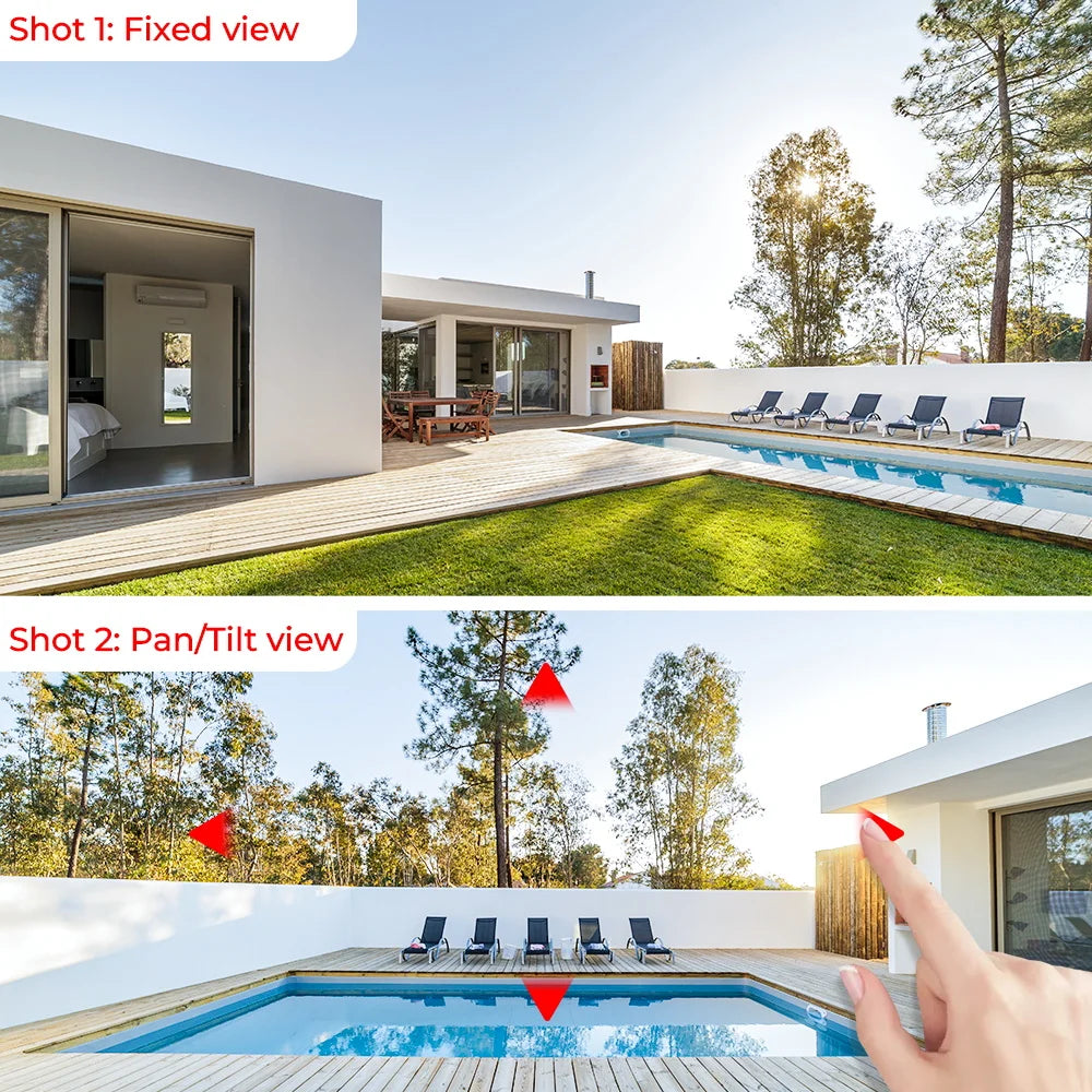 8MP 4K HD Solar WiFi Camera Outdoor Built-in Battery Dual Lens 2K Security Camera Solar Panel Wireless Video Surveillance iCSee